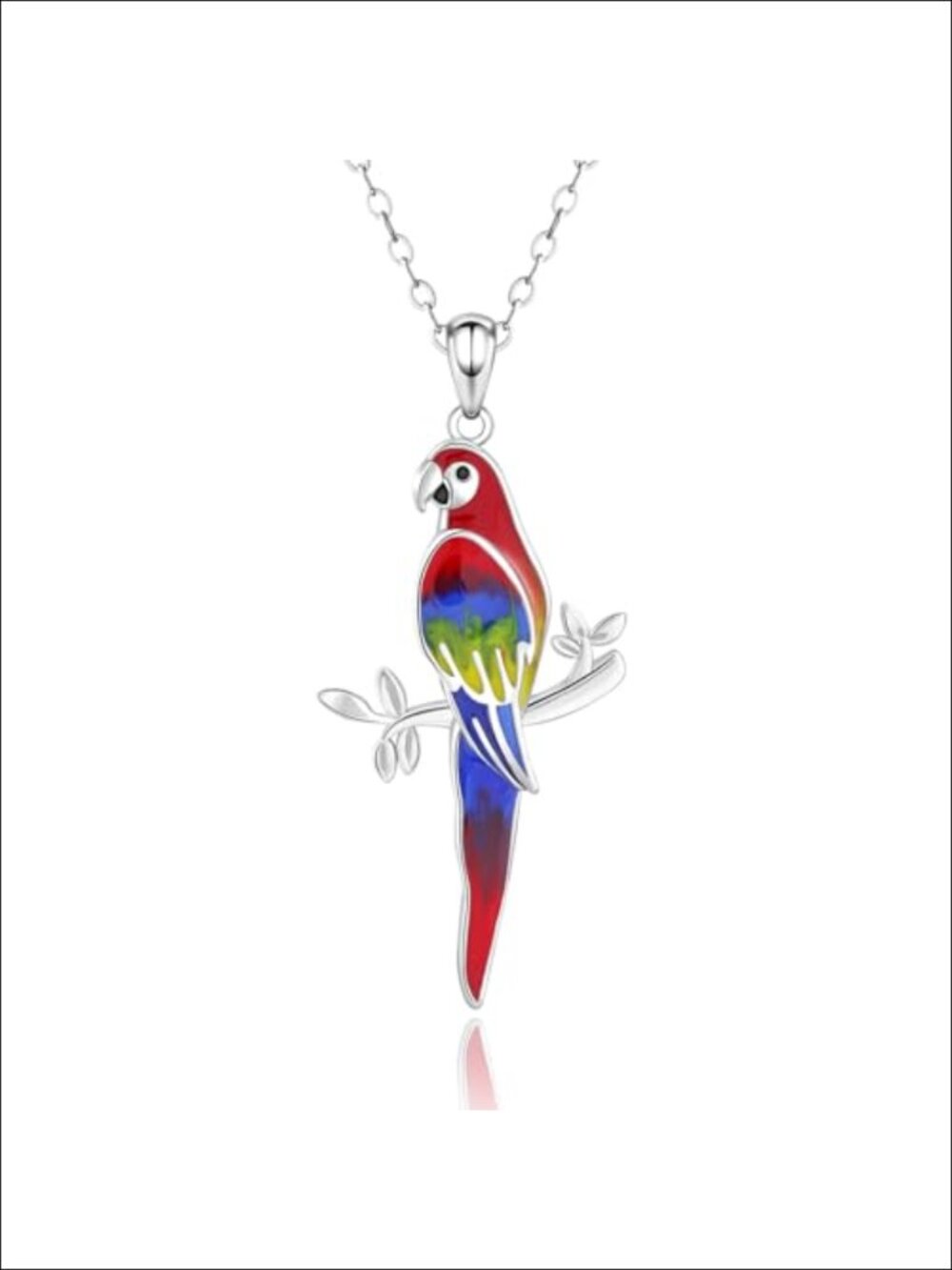 925 Sterling Silver Parrot Pendant Necklace for Women Bird Jewelry Gift